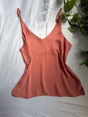 Shinestar Coral-Orange V-Neck Spaghetti Strap Camisole